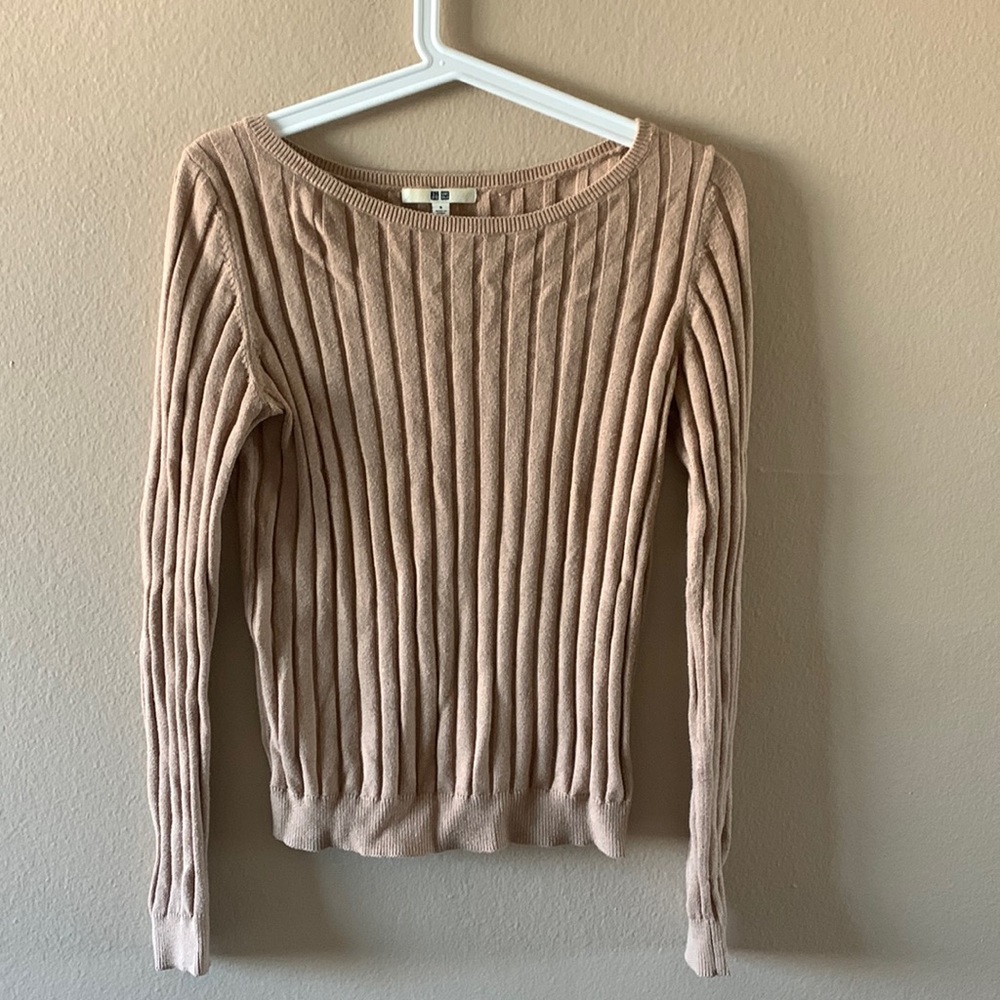 Uniqlo light brown waffle cotton top